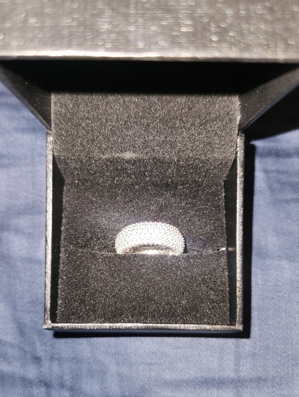 Crystal Pavé Dome Ring in Silver Tone